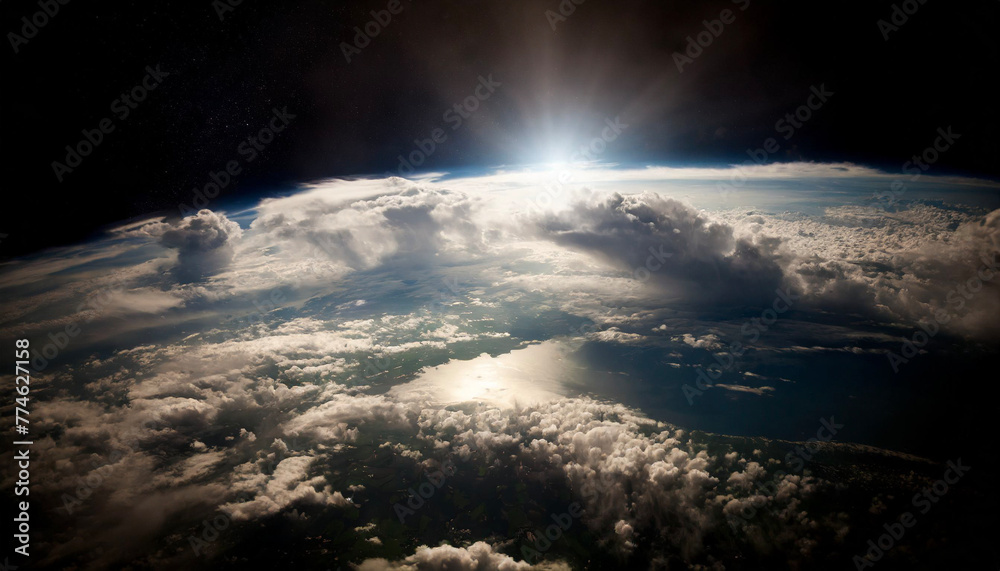 Obraz premium 宇宙 無重力 雲 地球 earth Generative AI 