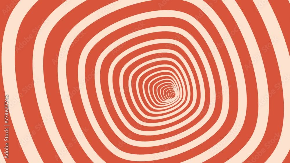 A mesmerizing video featuring a red and white hypnotic spiral moving through a tunnel, creating an optical illusion. The word N is displayed at the bottom of the spiral High quality A mesmerizing video featuring a red and white hypnotic spiral moving through a tunnel, creating an optical illusion. The word N is displayed at the bottom of the spiral High quality