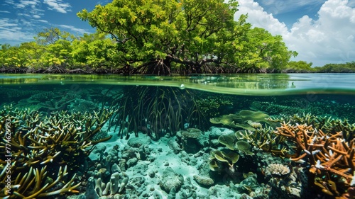 Wallpaper Mural Oil has the potential to destroy habitats, particularly sensitive or protected area, such as mangroves or coral reefs ,world ocean day world environment day Virtual image. Torontodigital.ca