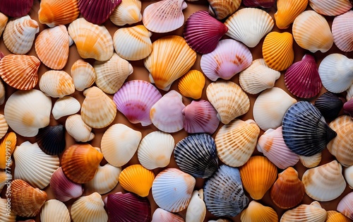 Seashells background. Close up of seashells