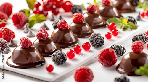 Decadent chocolate desserts with fresh berries