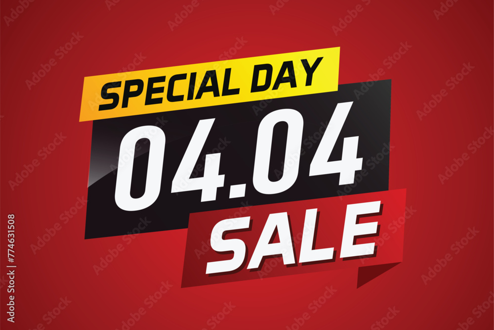 4.4 Special day sale word concept vector illustration with ribbon and 3d style for use landing page, template, ui, web, mobile app, poster, banner, flyer, background, gift card, coupon

