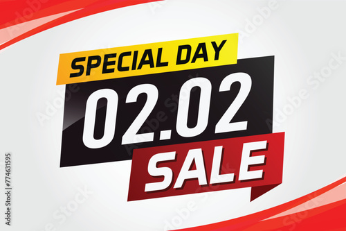 2.2 Special day sale word concept vector illustration with ribbon and 3d style for use landing page, template, ui, web, mobile app, poster, banner, flyer, background, gift card, coupon

