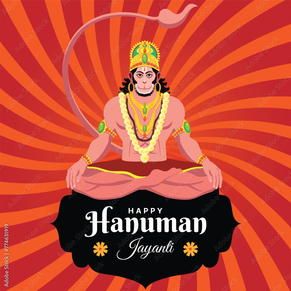 Happy Hanuman Jayanti festival, celebration of the birth of Lord Hanuman, greeting card post vector Happy Hanuman Jayanti festival, celebration of the birth of Lord Hanuman, greeting card post vector