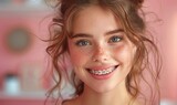 Young Girl Smiling with Braces