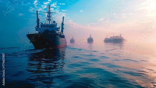 Ship noise pollution affects aquatic animals in the sea.world ocean day world environment day Virtual image.