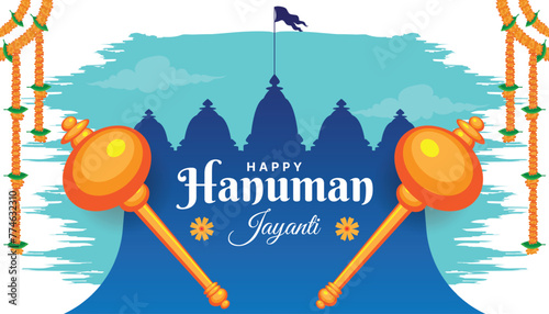 Happy Hanuman Jayanti festival, celebration of the birth of Lord Hanuman, greeting card post vector