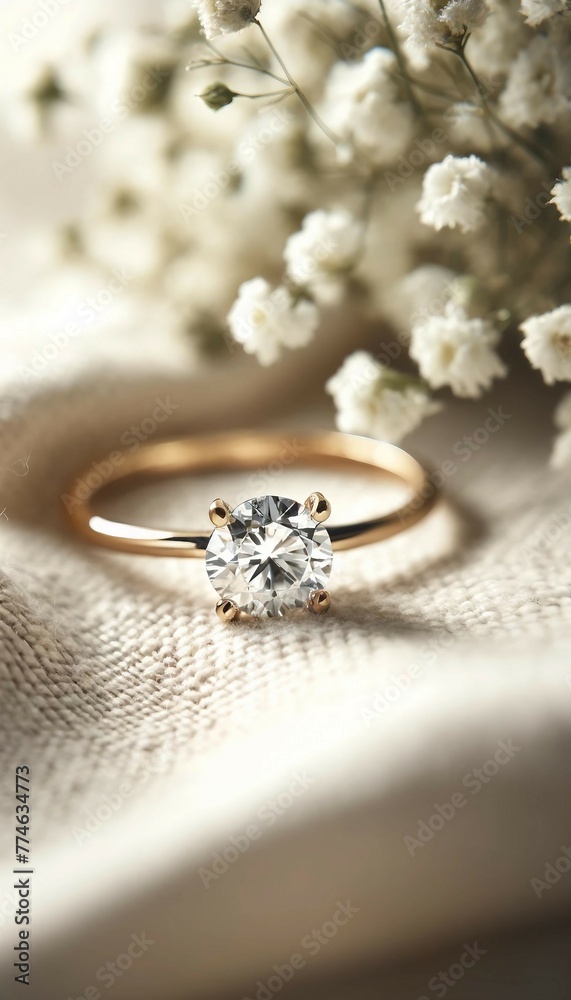 Solitaire Diamond Ring Elegant Close-up Solitaire Diamond Ring Elegant Close-up