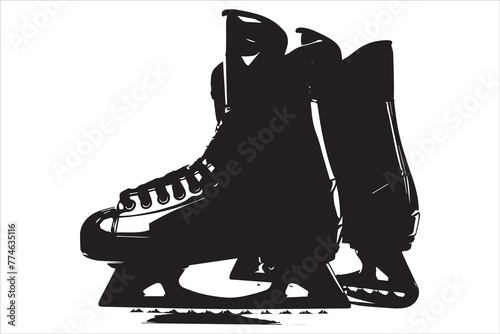 Vector riding ice skates silhouette isolated on white background