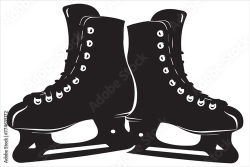 Vector riding ice skates silhouette isolated on white background