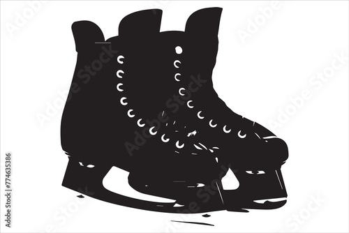 Vector riding ice skates silhouette isolated on white background