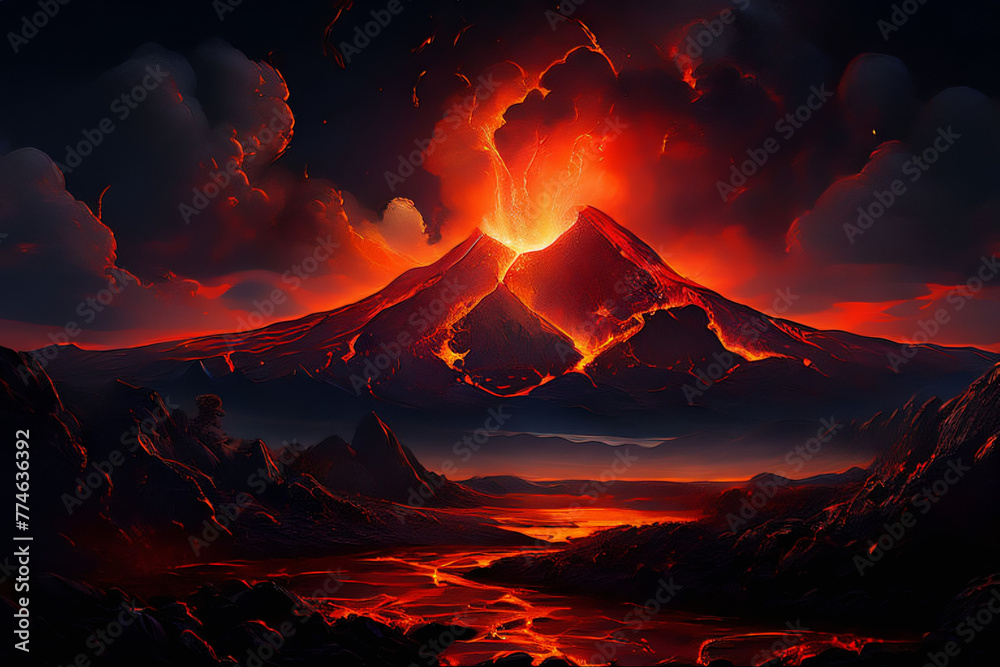 A volcano erupting