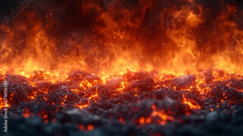  abundant orange and yellow flames erupting from its peak