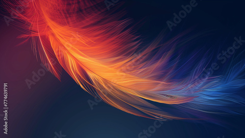 Colorful feather on dark background. Abstract background. Vector illustration.