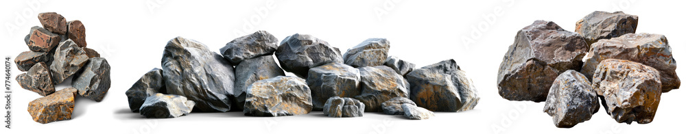 Pile of Natural Rocks on Transparent