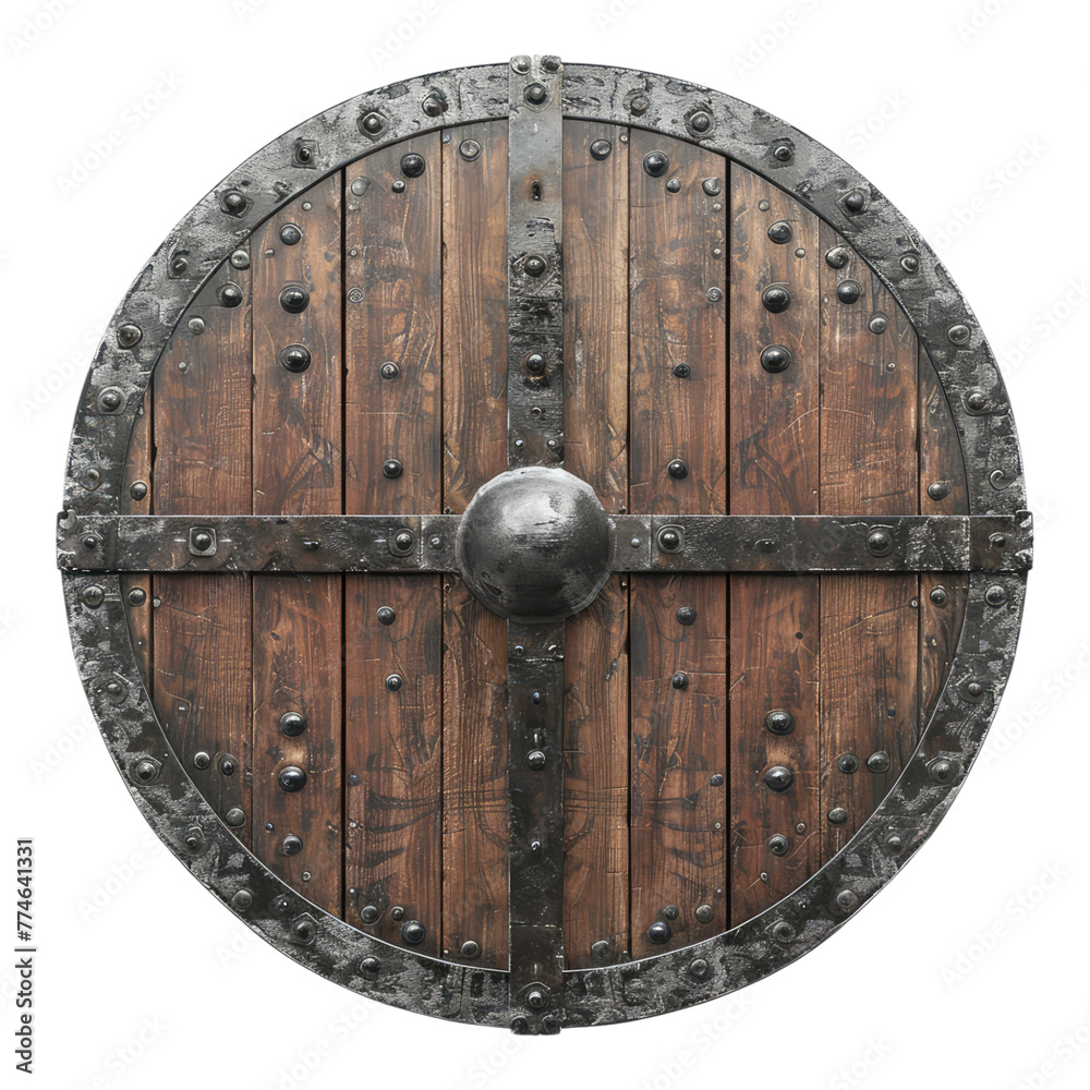 Fototapeta premium Viking shield isolated on transparent background