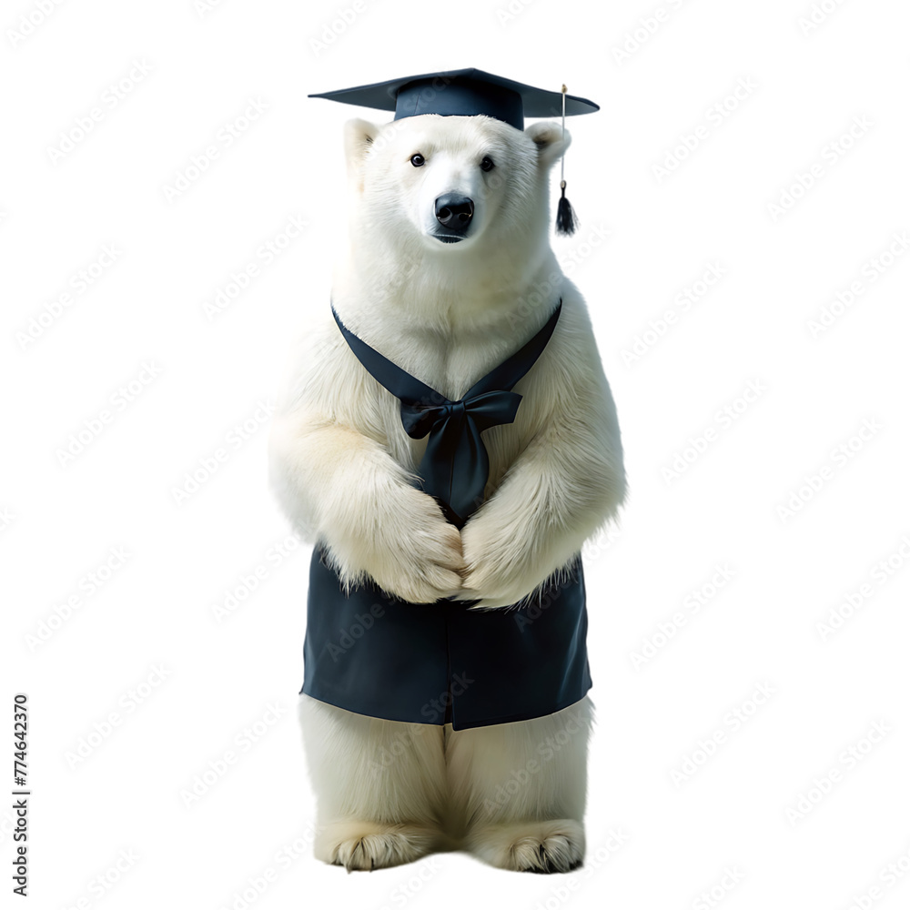 polo bear wearing graduation cap