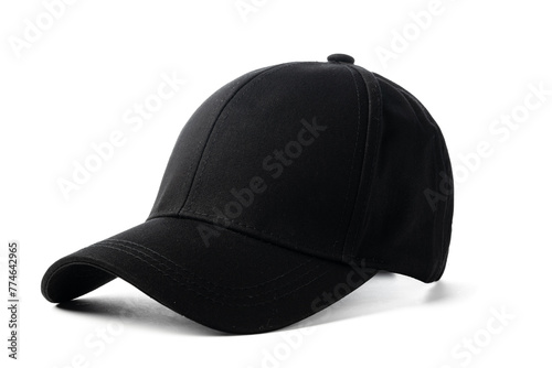 Black Baseball Cap on White Background photo