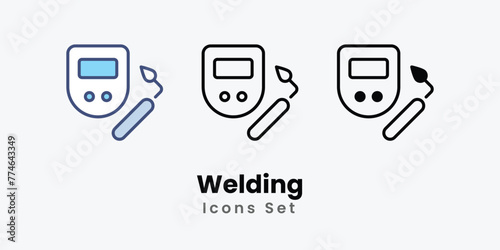 Welding Icons set thin line and glyph vector icon illustration