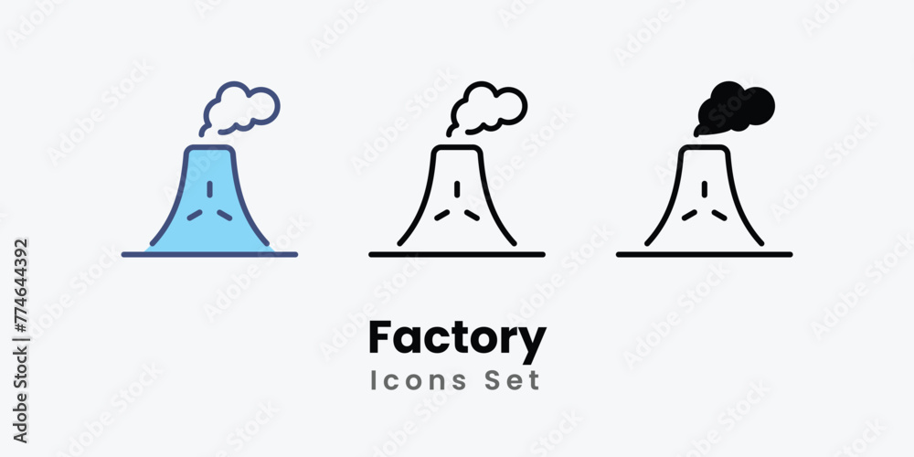 Factory Icons set thin line and glyph vector icon illustration Factory Icons set thin line and glyph vector icon illustration