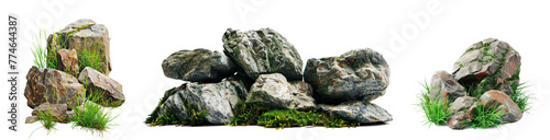 Pile of Stones with Green Grass