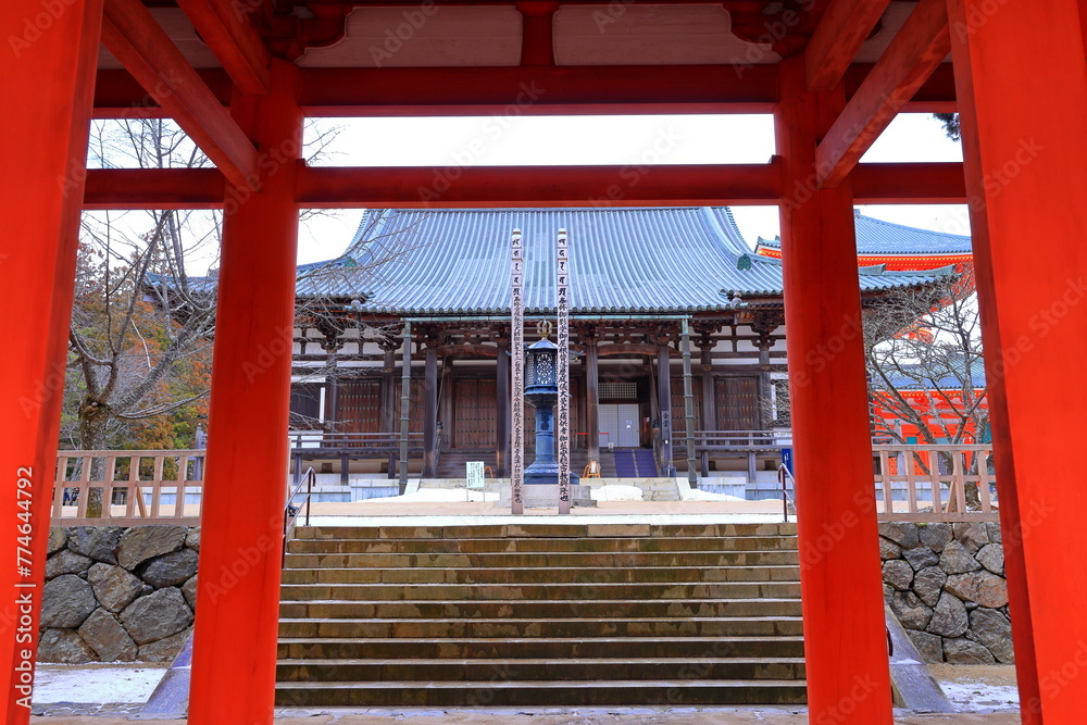 Temple in Kongobu-ji Danjo Garan area, a historical Buddhist temple complex at Koyasan, Koya, Ito District, Wakayama, Japan