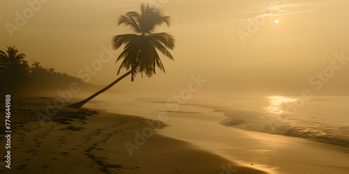 Tarde de Praia com Silhueta de Coqueiro