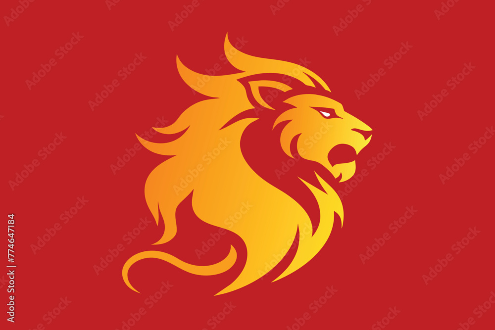lion fire logo design vector, Lion flame fire design vector illustration