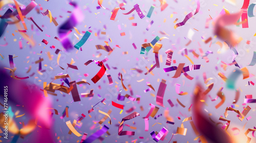 A detailed photo-realistic ultra HD scene featuring a whirlwind of multi-colored vector confetti