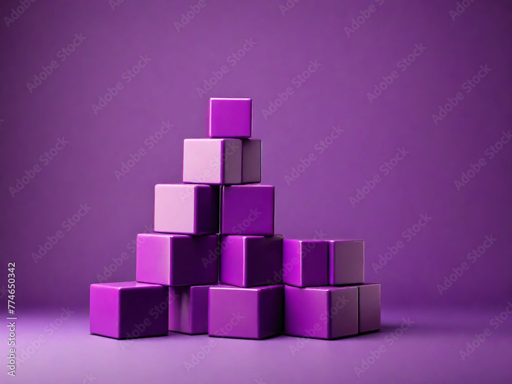 Purple cubes isolated on purple background Purple cubes isolated on purple background