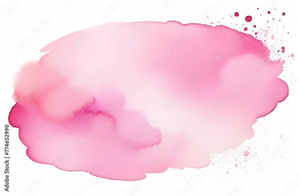 Pink splash of paint watercolor on paper. Abstract watercolor art hand paint on white background