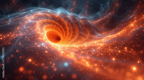   A space teeming with stars surrounds a solitary black hole at its heart photo
