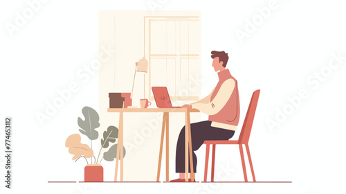 Cozy home office concept vector illustration