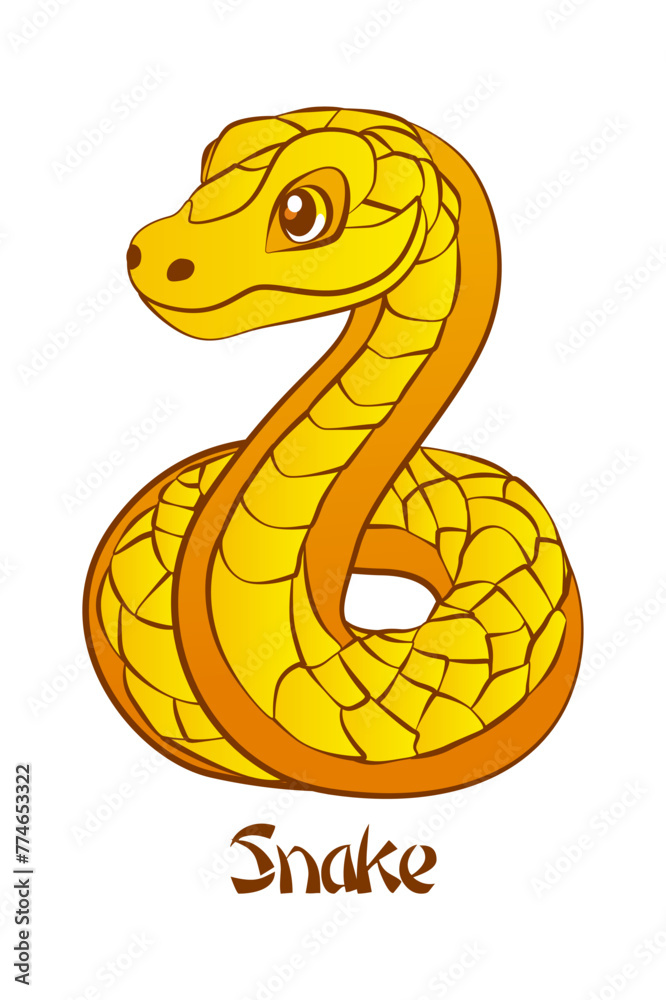 Vector cartoon snake. Illustration of Yellow Snake Vector cartoon snake. Illustration of Yellow Snake