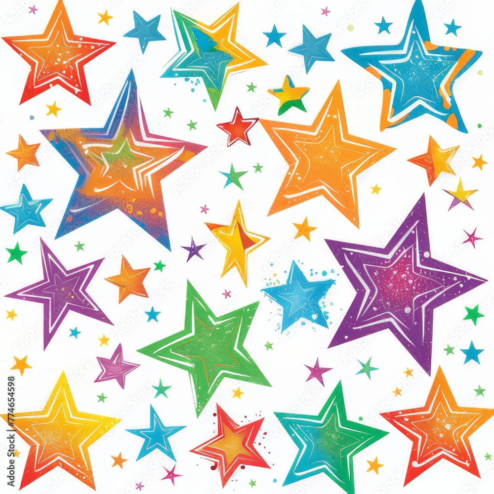 Obraz premium Clipart illustration with various types of stars on a white background. 