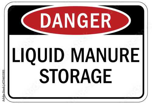 Farm safety sign liquid manure storage