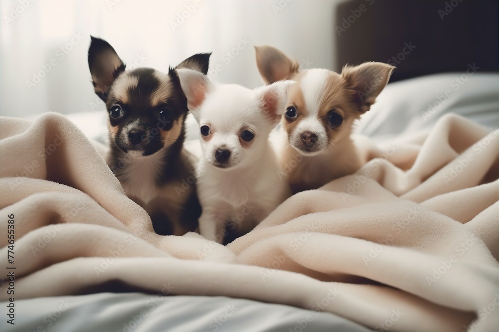 puppies, cute, blanket, bed, adorable, cozy, pets, sleeping, animals, comfort, small, furry, dogs, snuggling