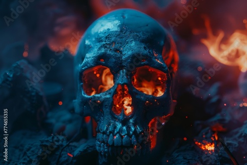 3d glow skull background