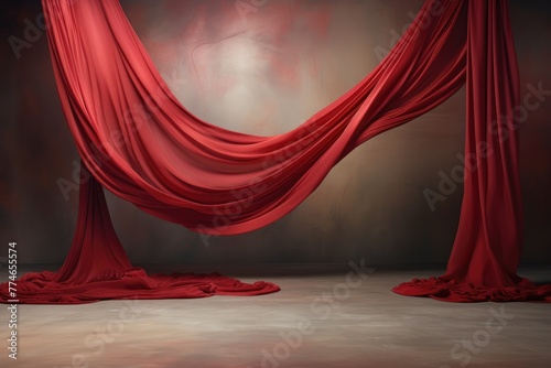 Elegant red drapery on a theatrical stage