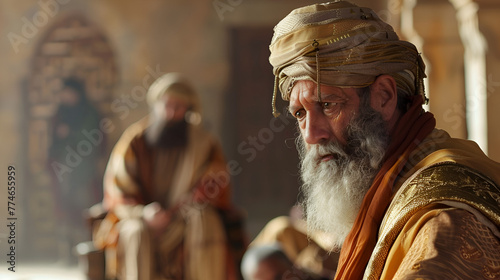 Prophet Jeremiah with King Zedekiah; Weeping Prophet of the Bible. 