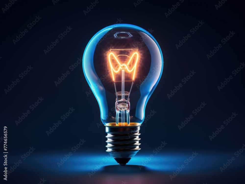 A light bulb is lit up and is in a glass A light bulb is lit up and is in a glass