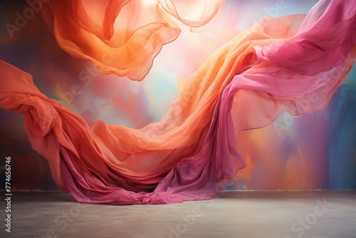 Vibrant fabrics intertwine creating a color dance