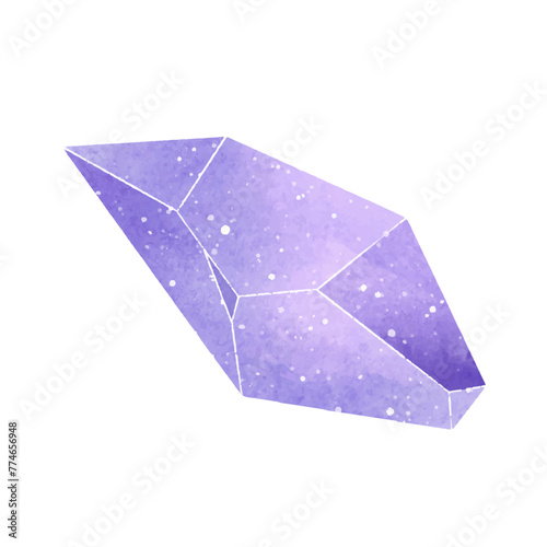 vector watercolor crystal on white background