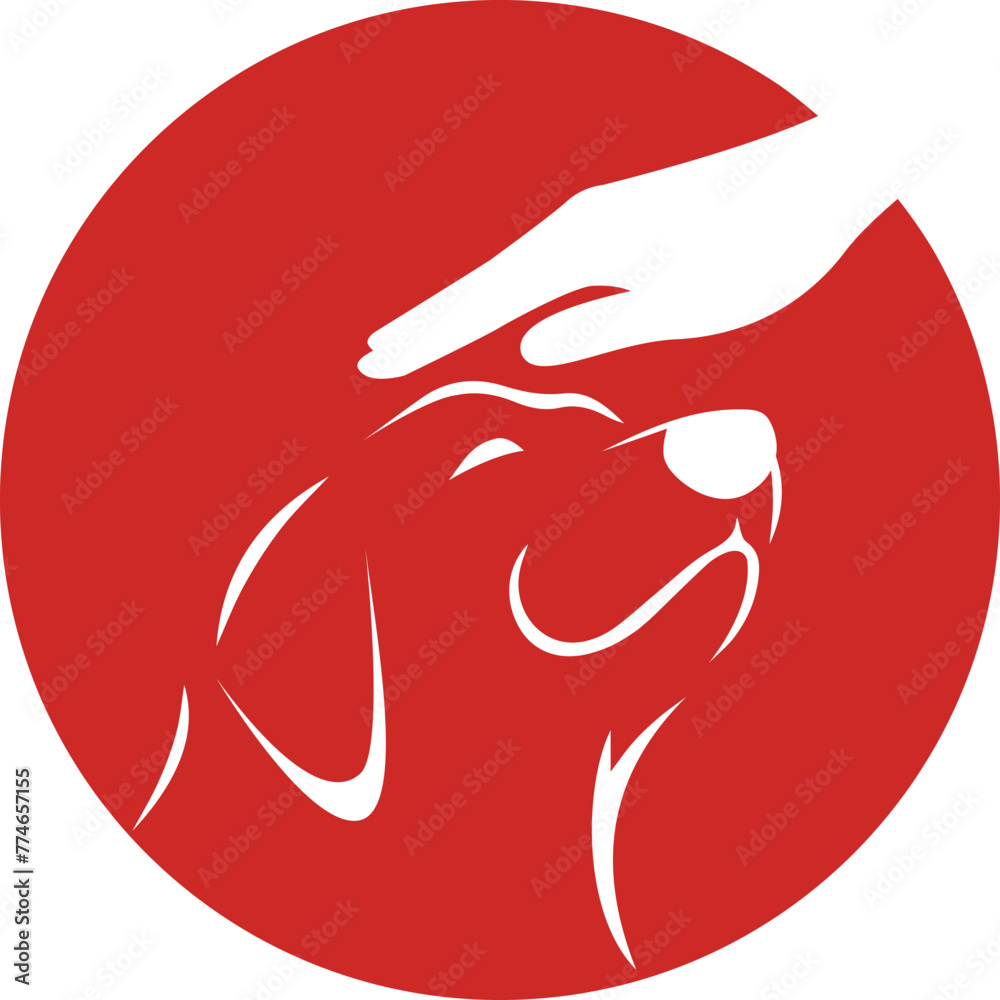 Fototapeta premium Human hand love dog logo template