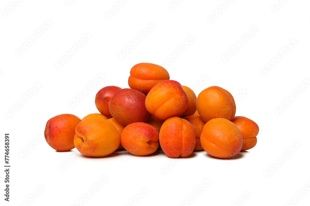 PNG,A bunch of fresh apricots, isolated on white background