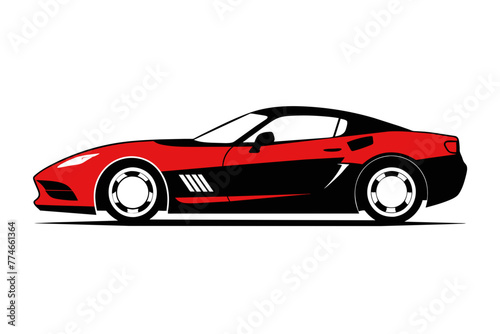 silhouette color image, Corvette car,white background