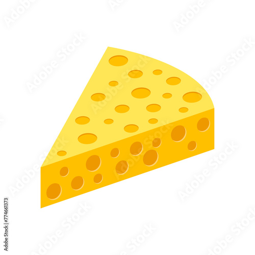 Swiss cheese triangle isolated on white