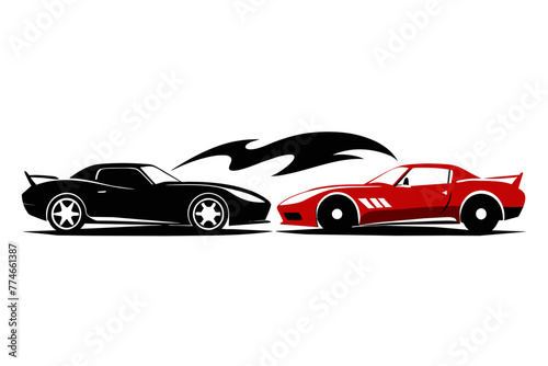 silhouette color image, Corvette car,white background © AL