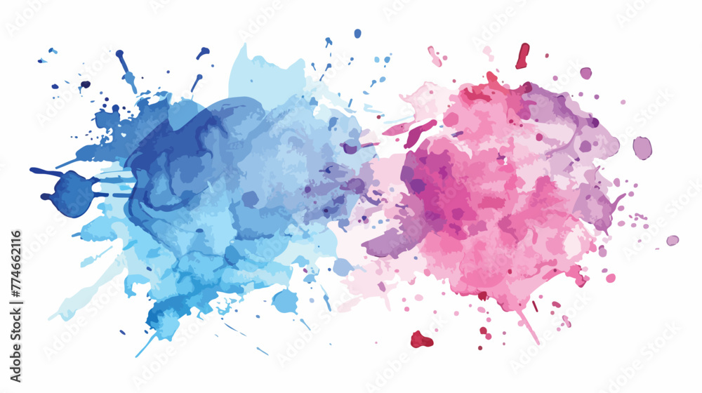 Watercolor painted background with blots and splatters