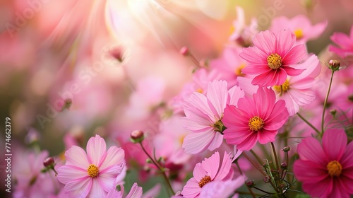 Pink flowers in the garden wallpapers ,Generative ai, 